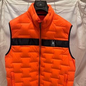 Psycho Bunny Mens HELBECK Puffer Vest Brilliant Orange - Size L